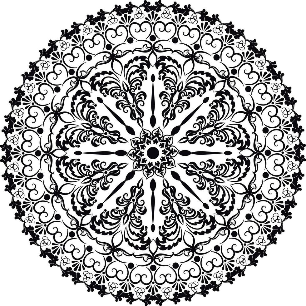 Vector ornamental round lace with damask and arabesque elements