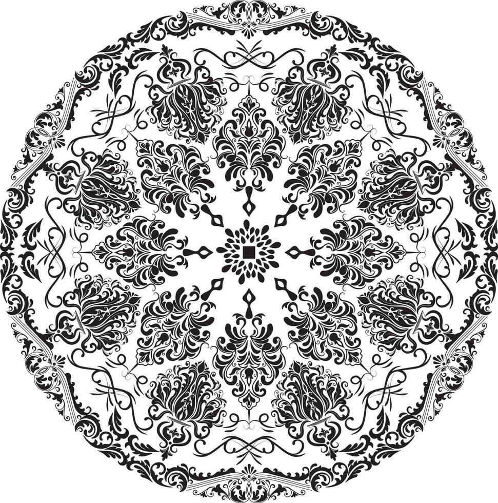 Vector ornamental round lace with damask and arabesque elements