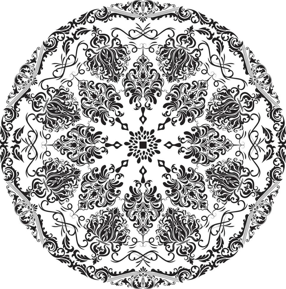 Vector ornamental round lace with damask and arabesque elements