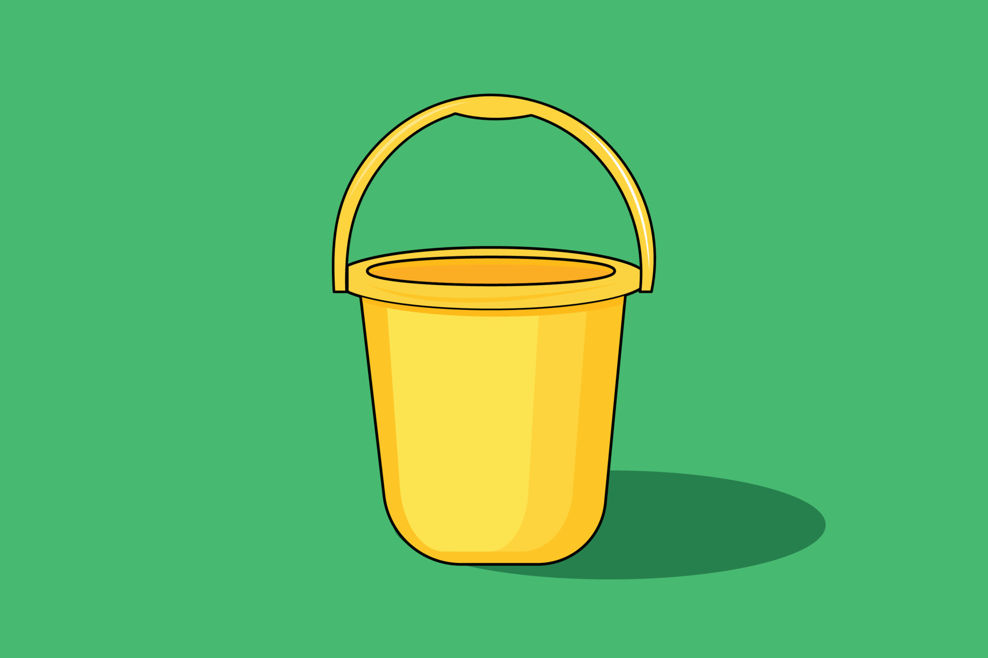A yellow bucket with a handle that says'i'm a bucket ' 23645504 Vector