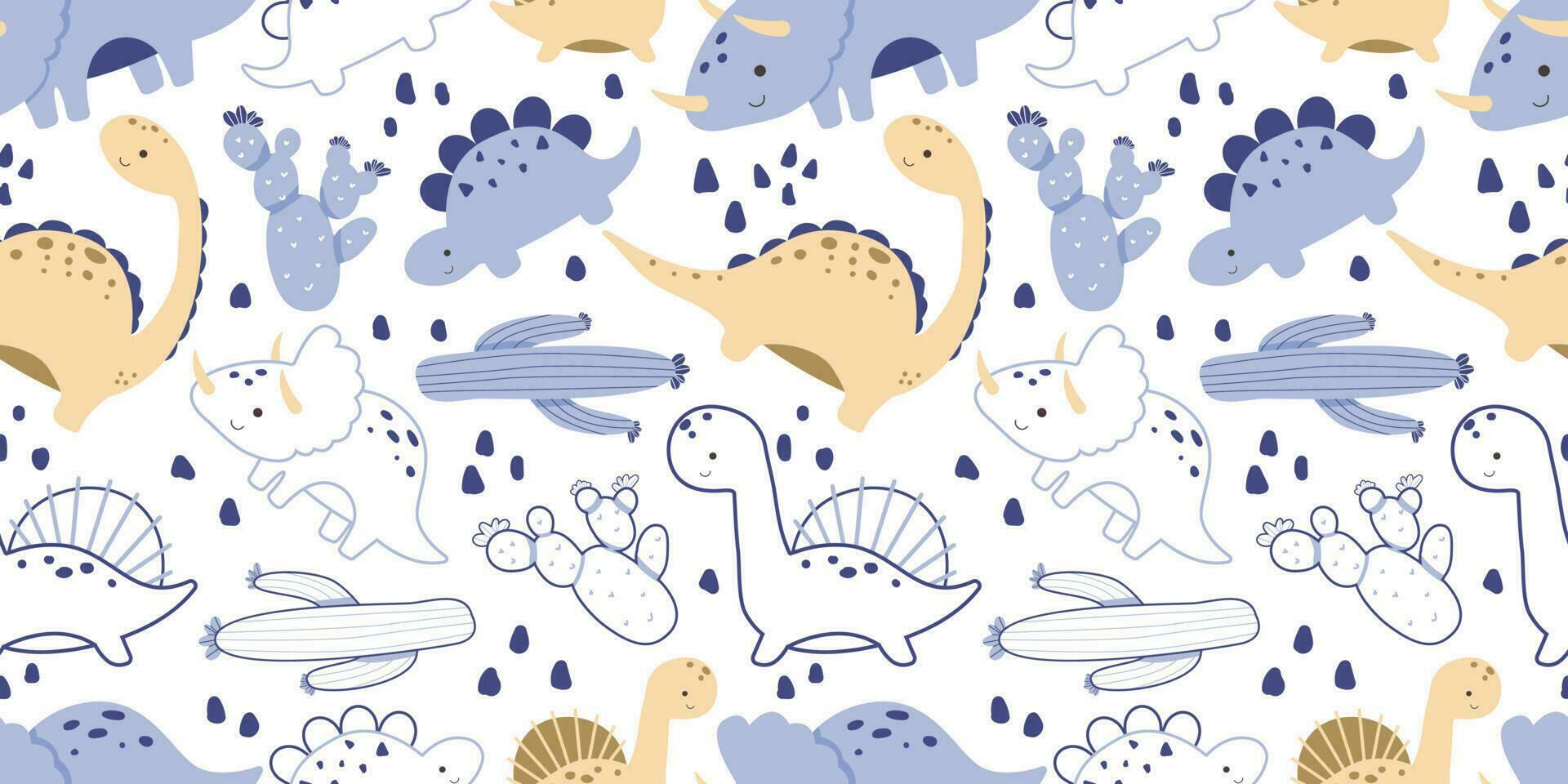 Dinosaurs Themed Seamless Pattern vector
