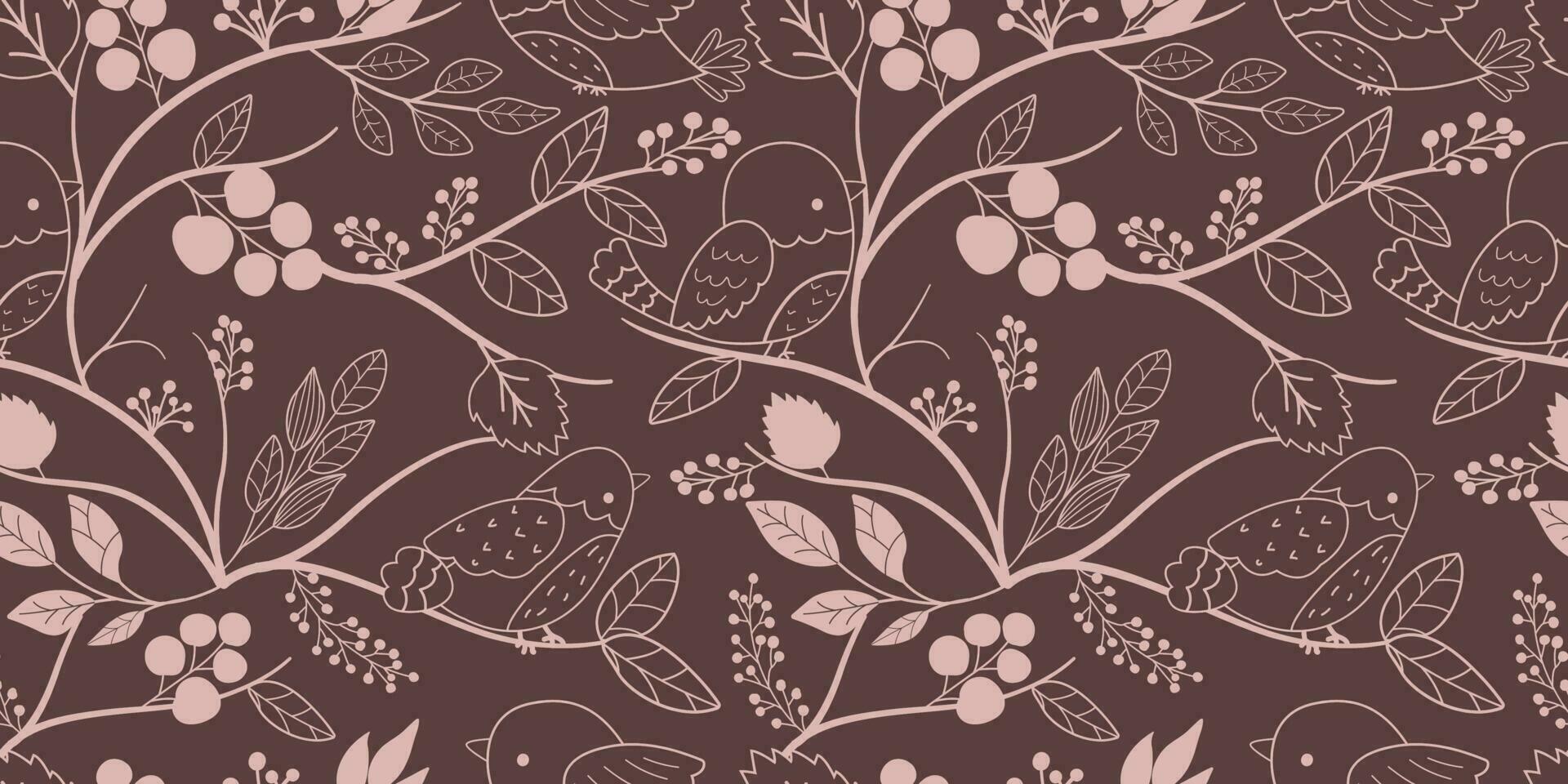 Birds In The Garden Themed Seamless Pattern vector