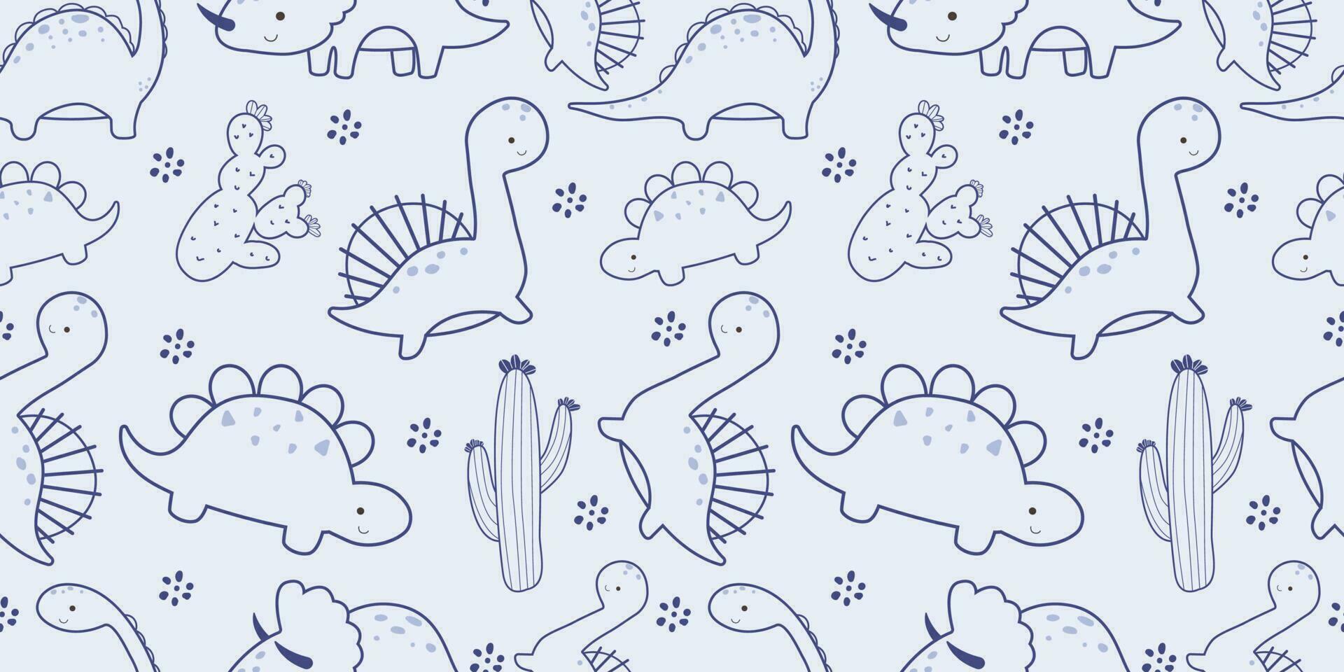 Dinosaurs Themed Seamless Pattern vector