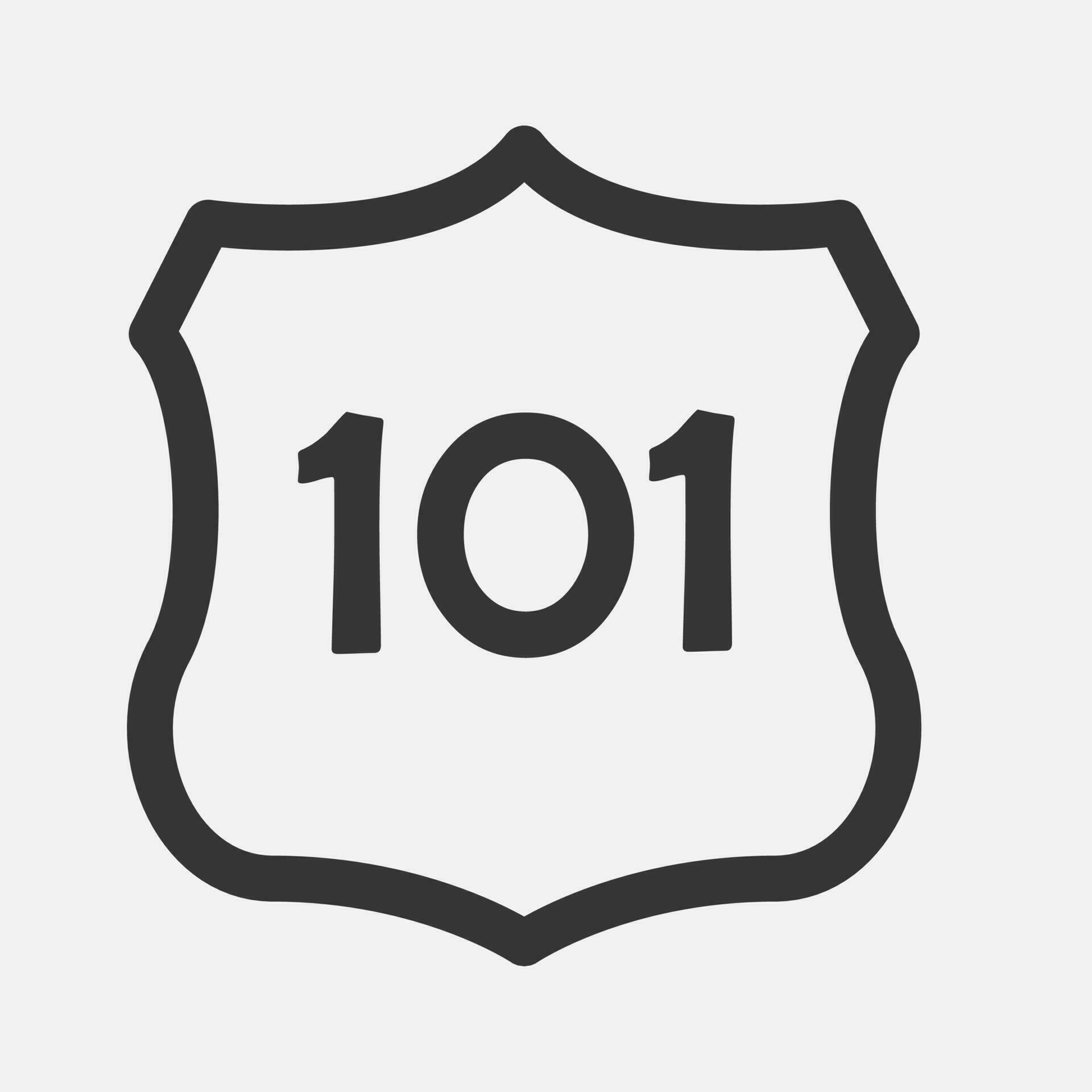 US 101 highway road. Travel information sign. Interstate highway ...