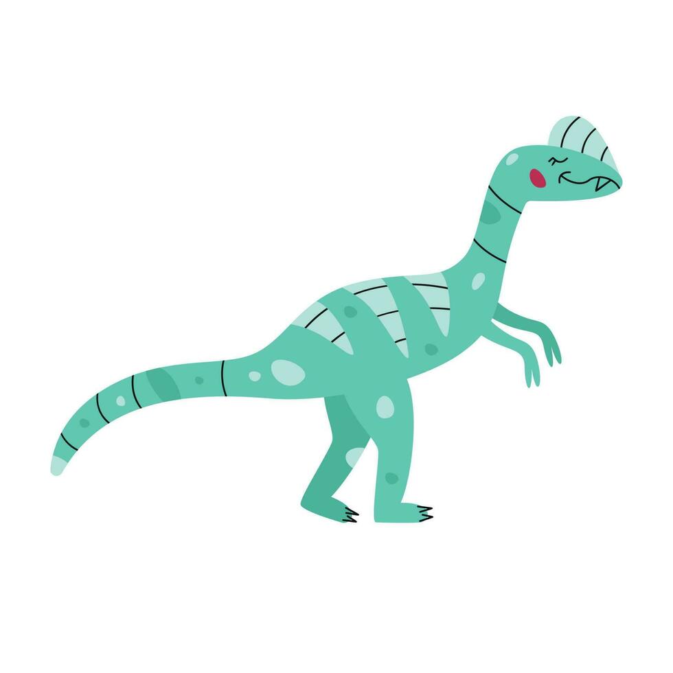 plano mano dibujado vector ilustración de dilophosaurus dinosaurio