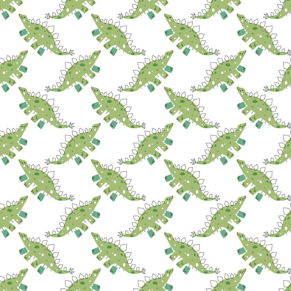 Vector seamless pattern with dinosaur