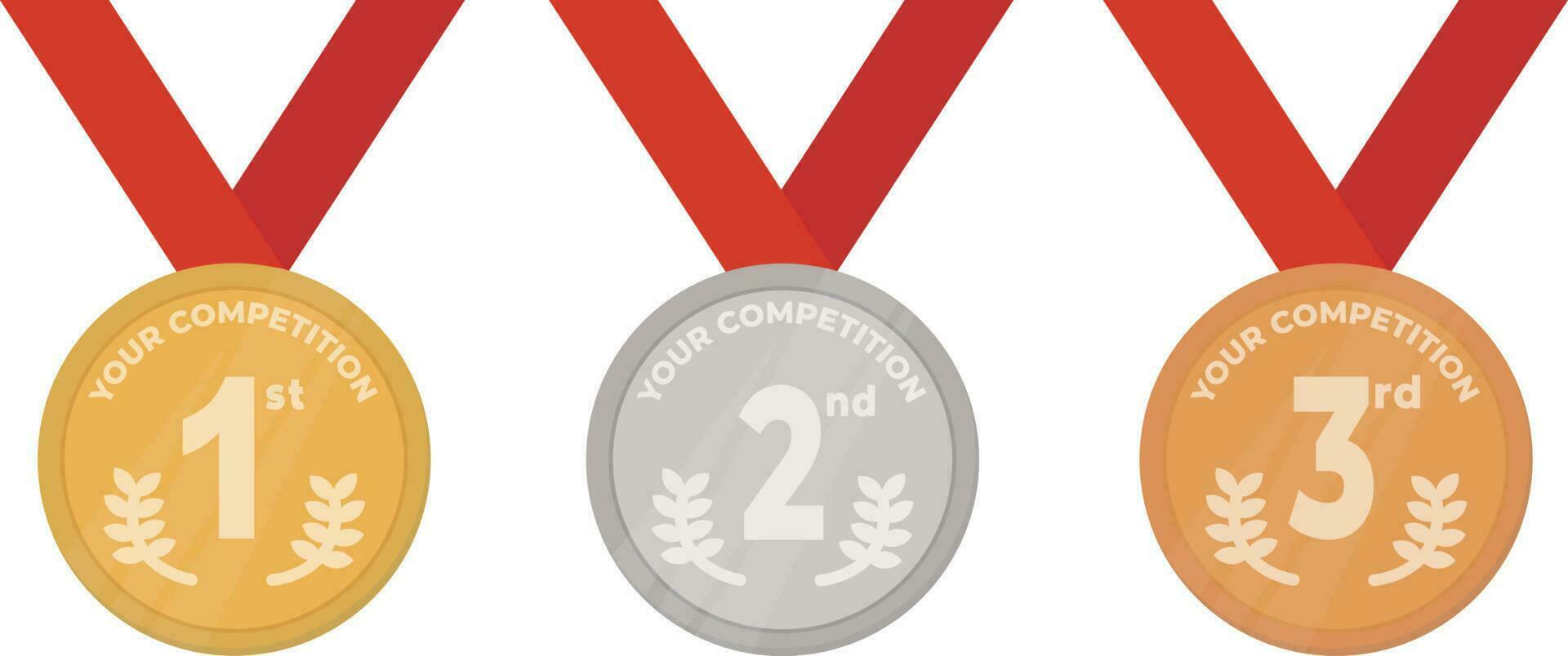 Vector Illustration Gold Silver and Bronze Medal
