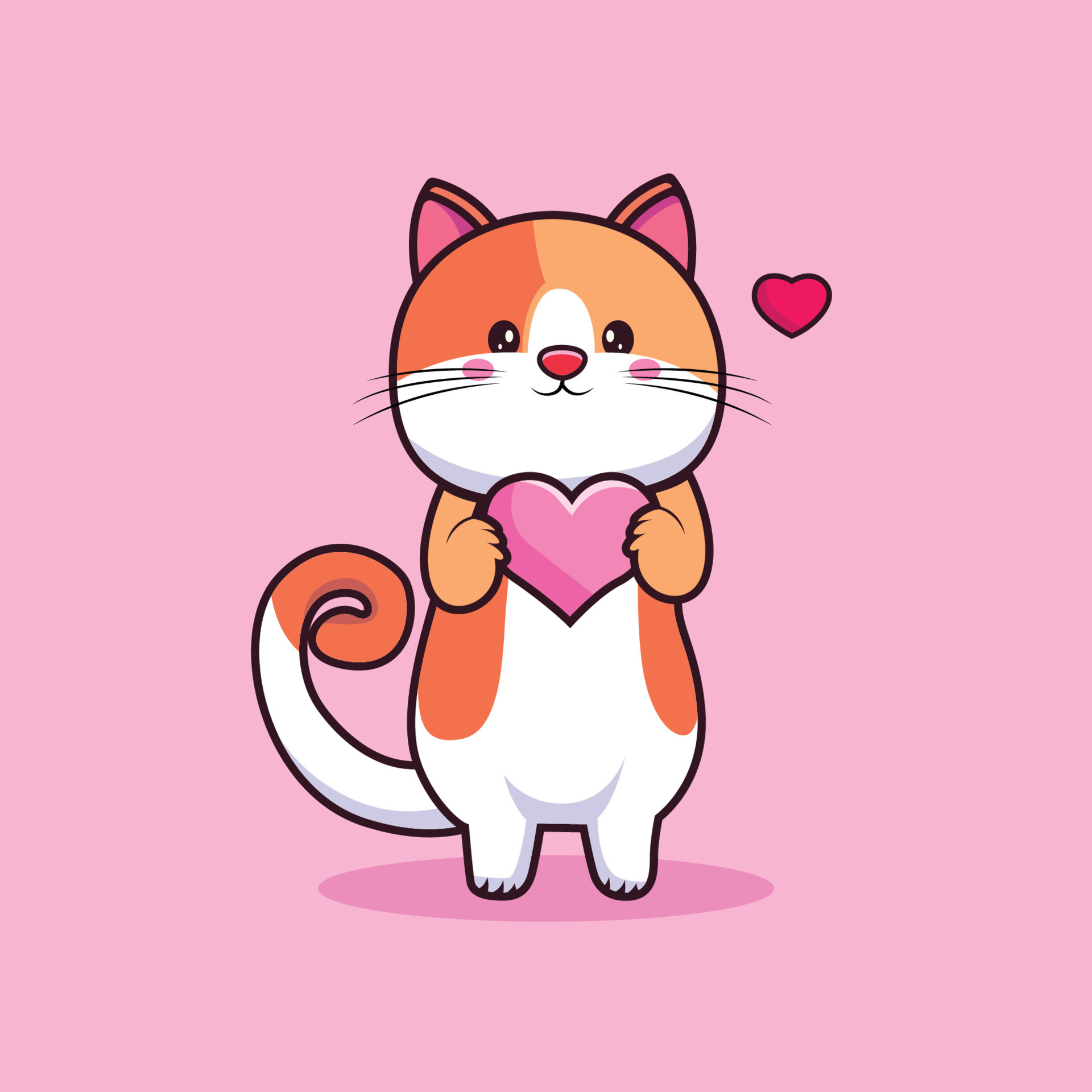 Cat love cute smile hug lover logo icon illustration on