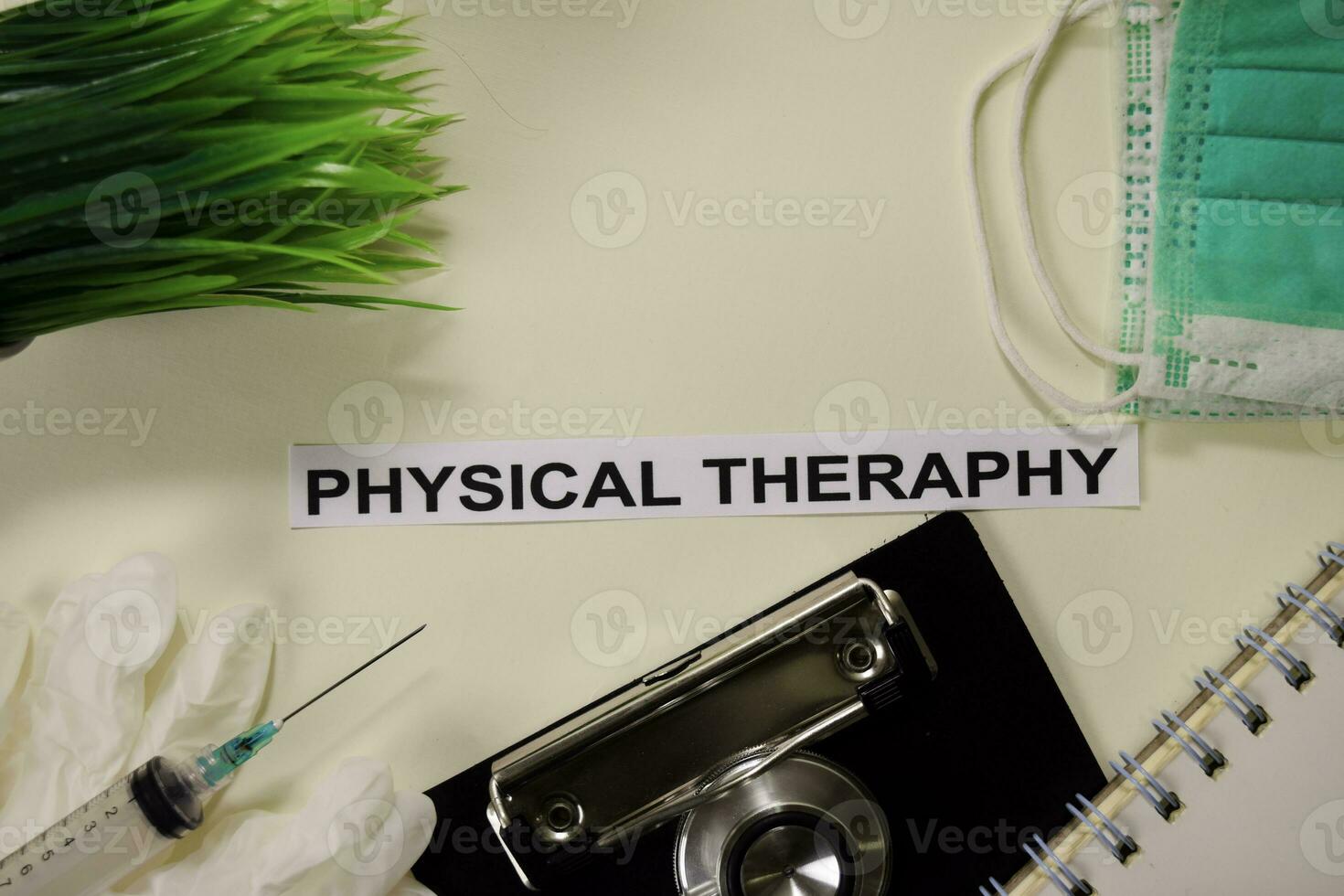 Physical Theraphy with inspiration and healthcare medical concept on desk background photo