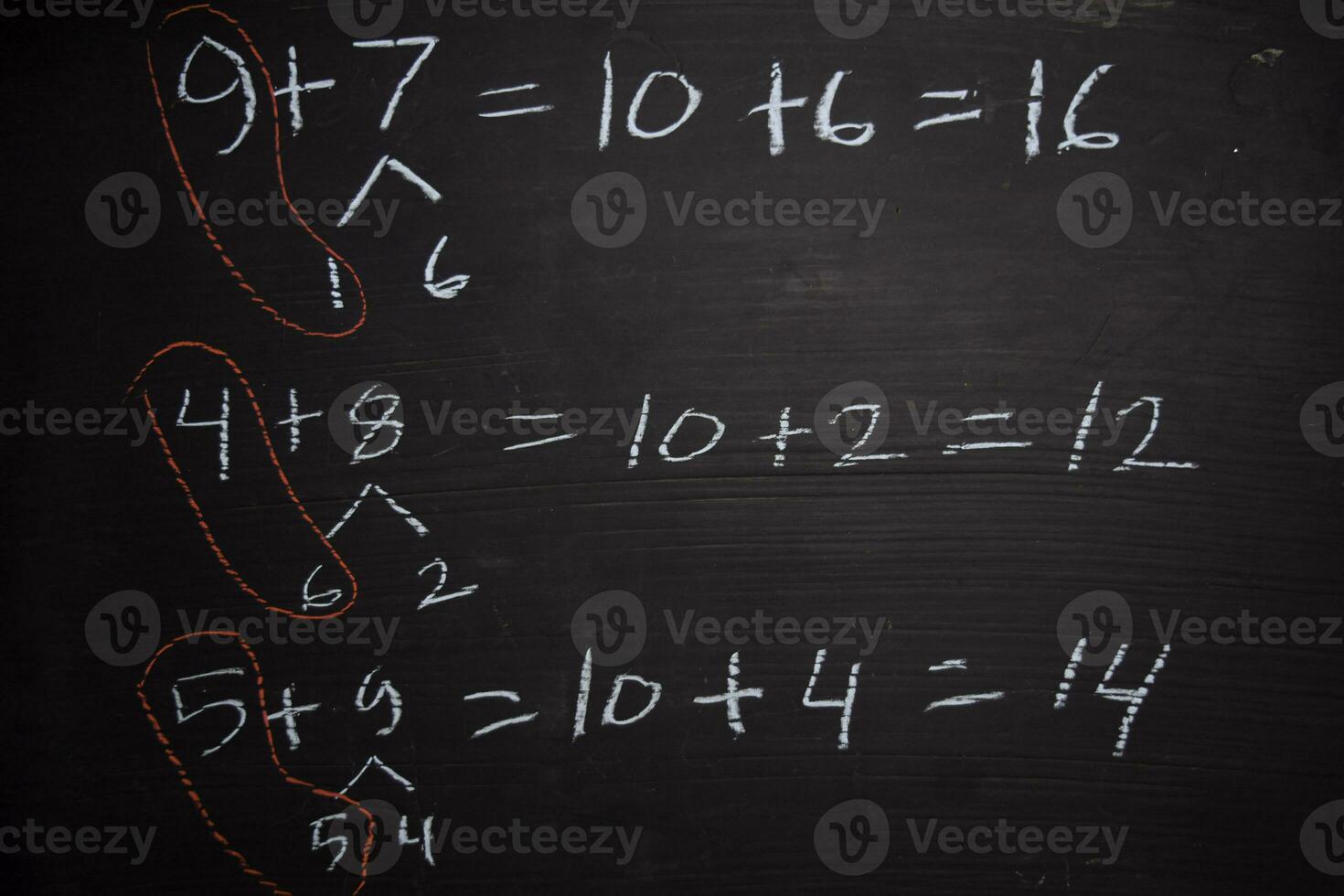 Close up math formulas written on a blackboard. Education concept photo