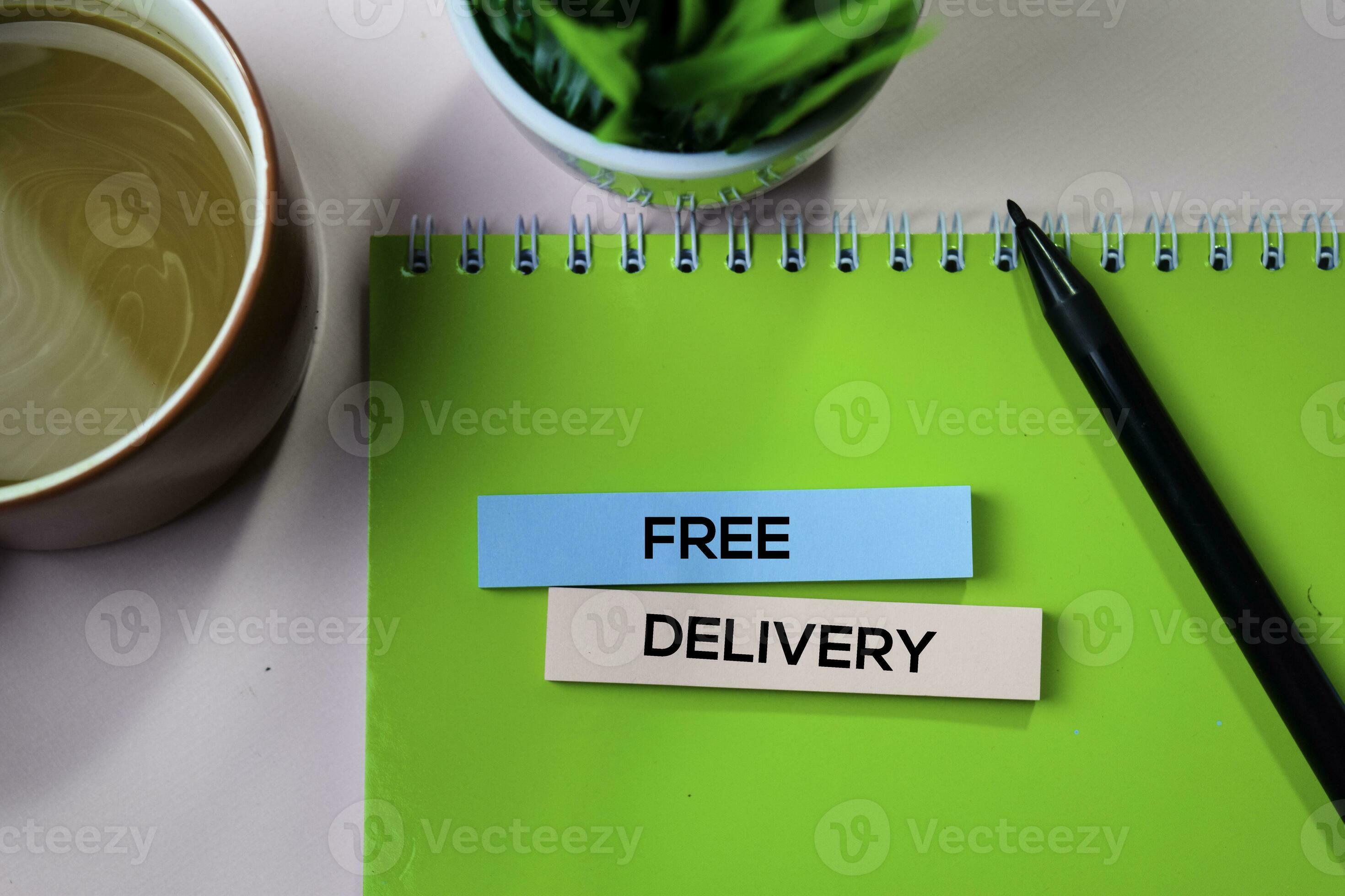 Free Delivery Text On Sticky Notes With Office Desk Concept 23646929 delivery-text-effect-generator