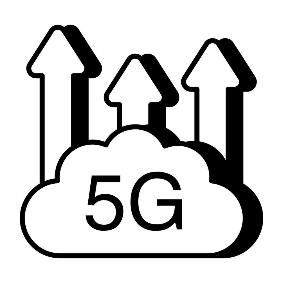 A linear design icon of cloud 5g network vector