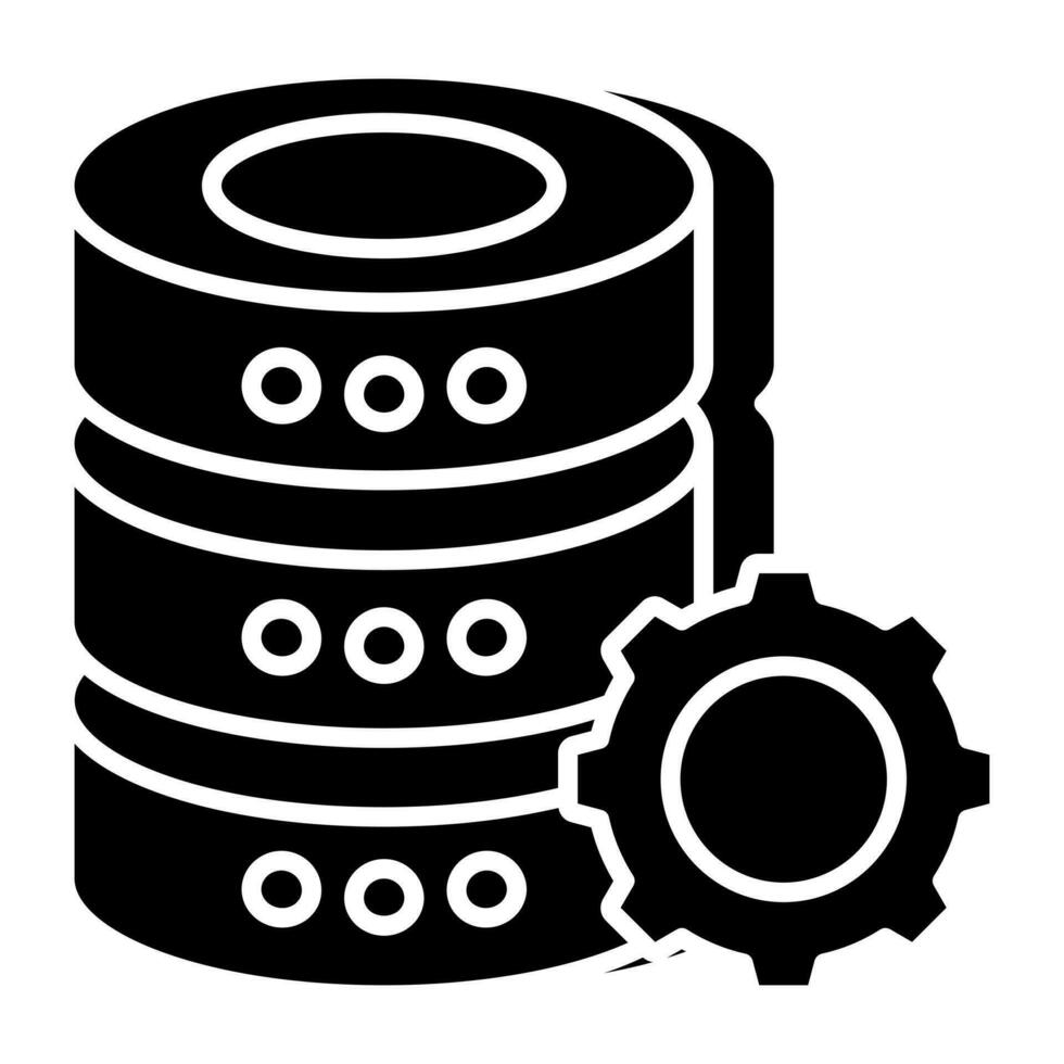 Db rack with gear, icon of database setting vector