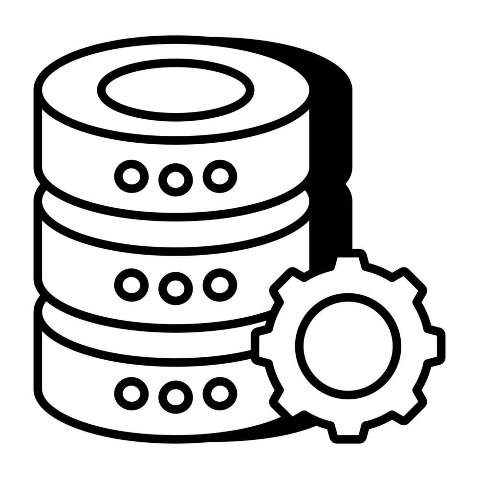 Db rack with gear, icon of database setting vector