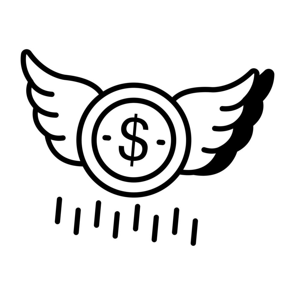 un ícono de descarga premium de dinero volador vector