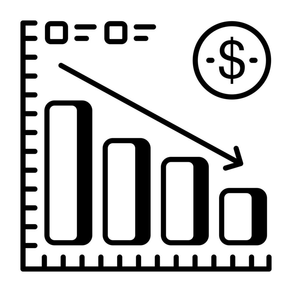 A linear design, icon of loss chart vector