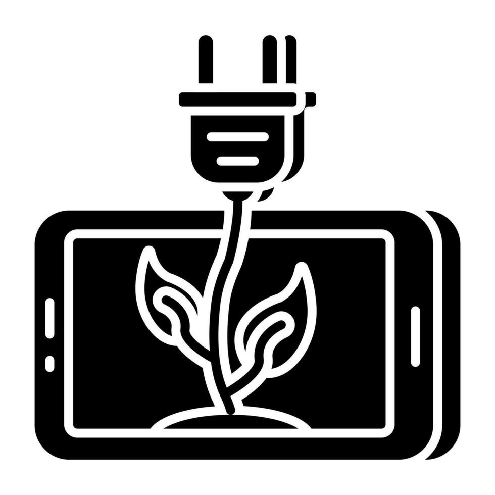 A unique design icon of mobile eco plug vector