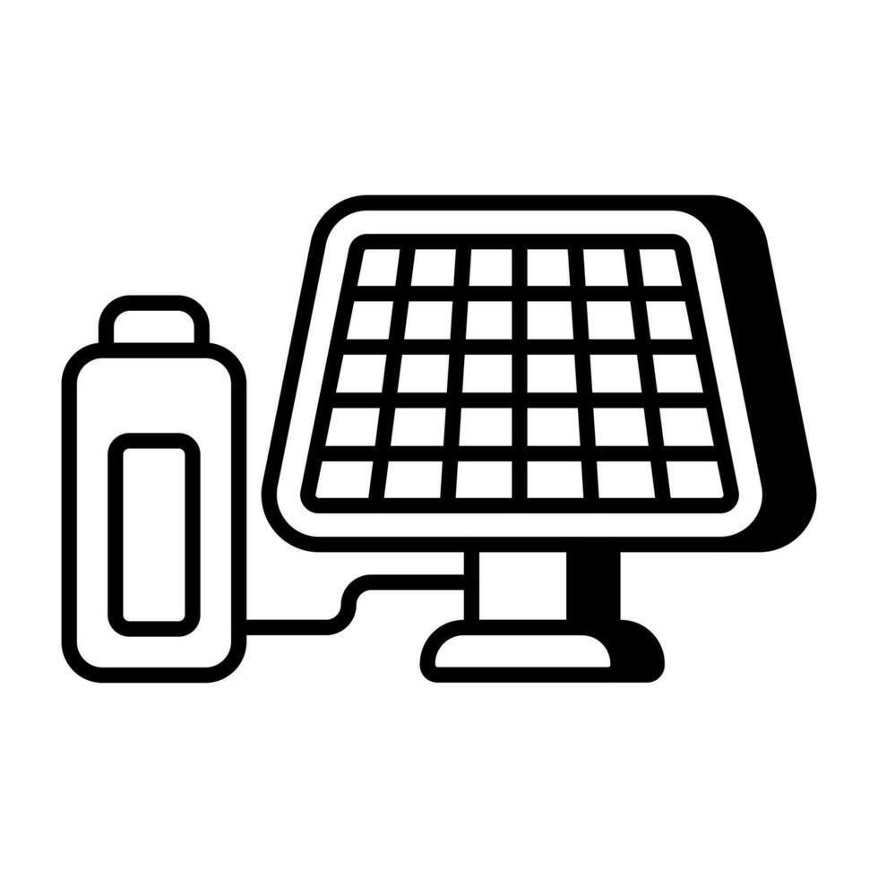 A linear design icon of solar battery vector