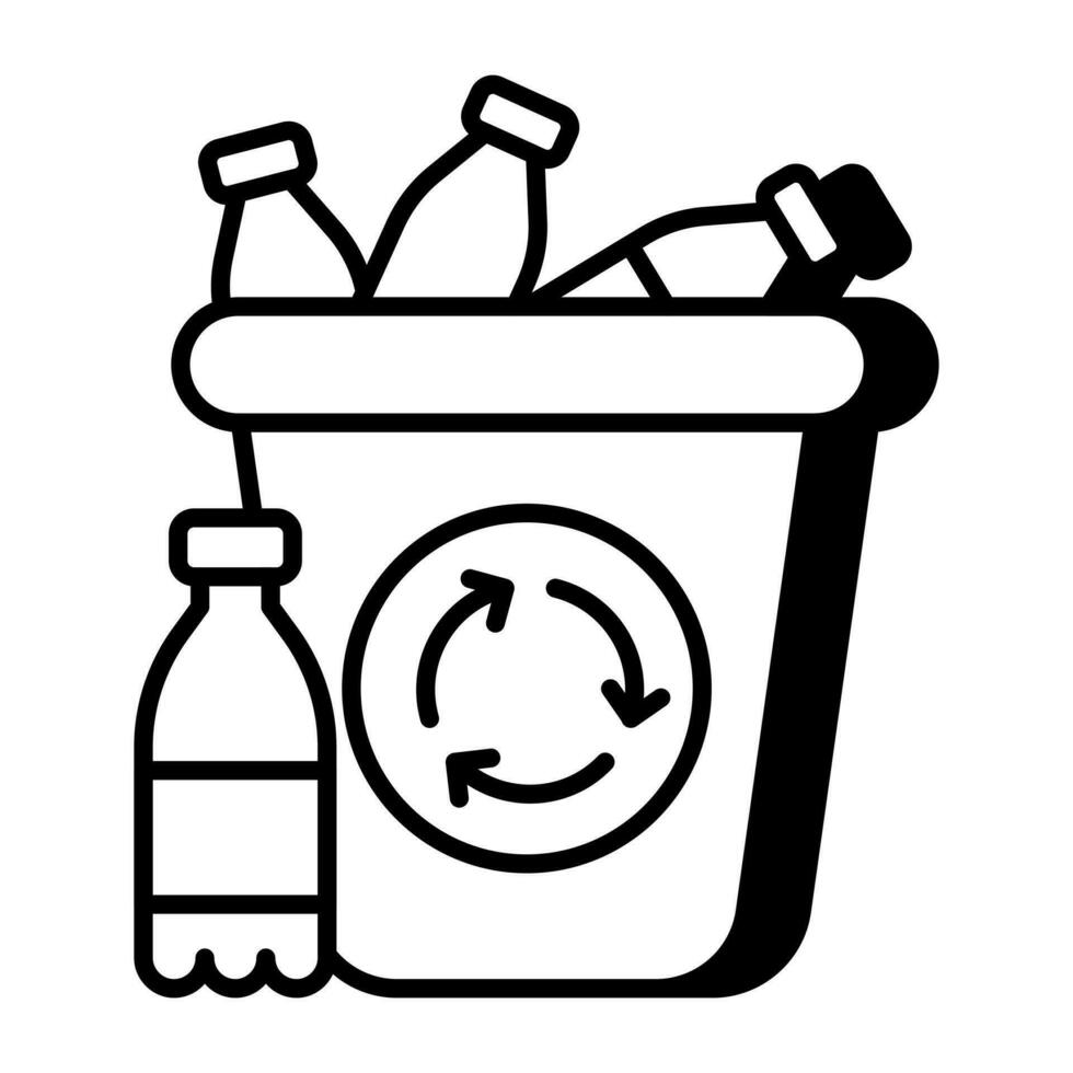 Conceptual linear design icon of plastic bottles recycling vector