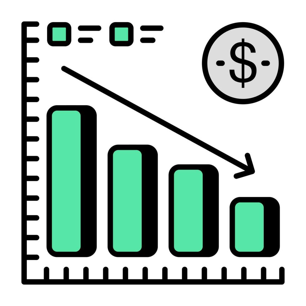 A flat design, icon of loss chart vector