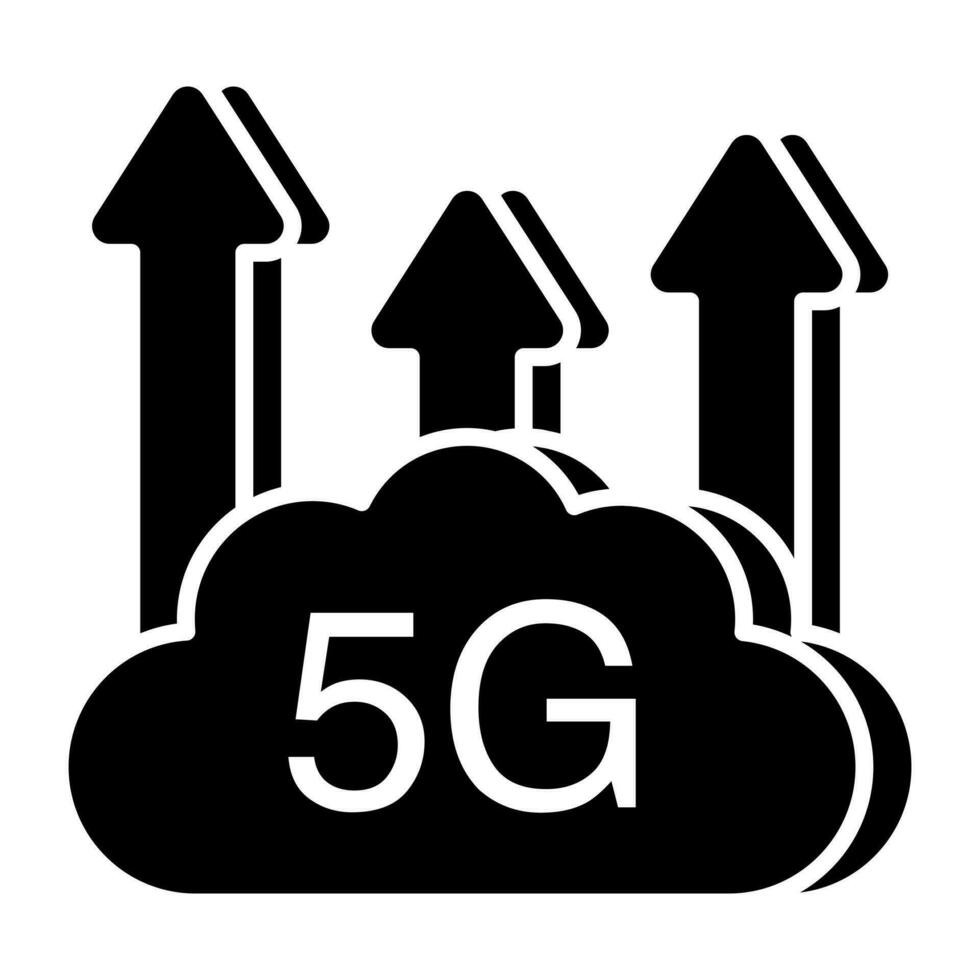 A solid design icon of cloud 5g network vector