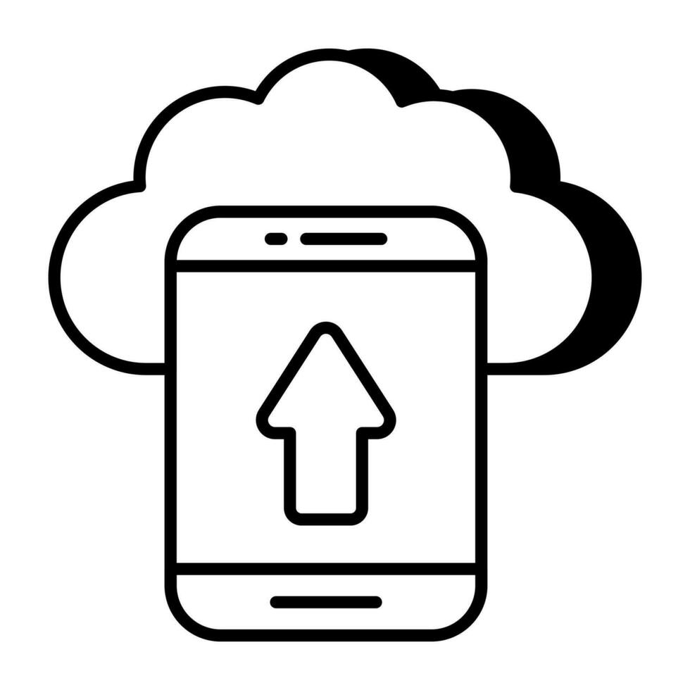 An icon design of cloud phone upload vector