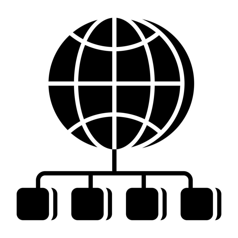 conceptual sólido diseño icono de global red vector