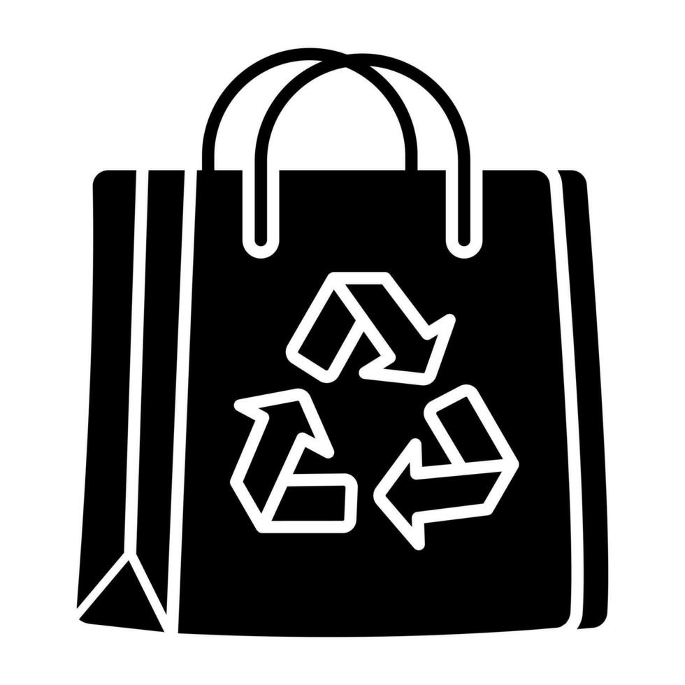 Editable design icon of shopping bag recycling vector