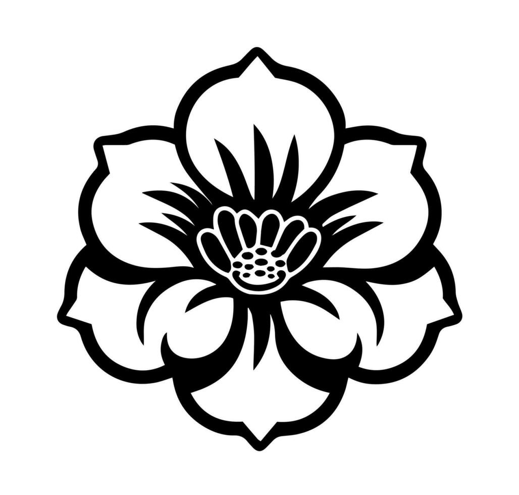 vector icono de negro y blanco flor