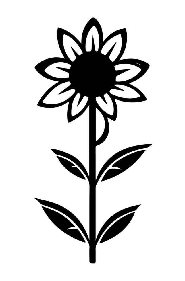 vector icono de negro y blanco flor
