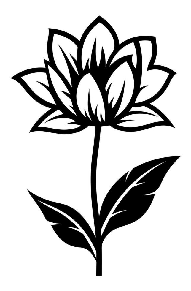 Vector icon of black and white flower