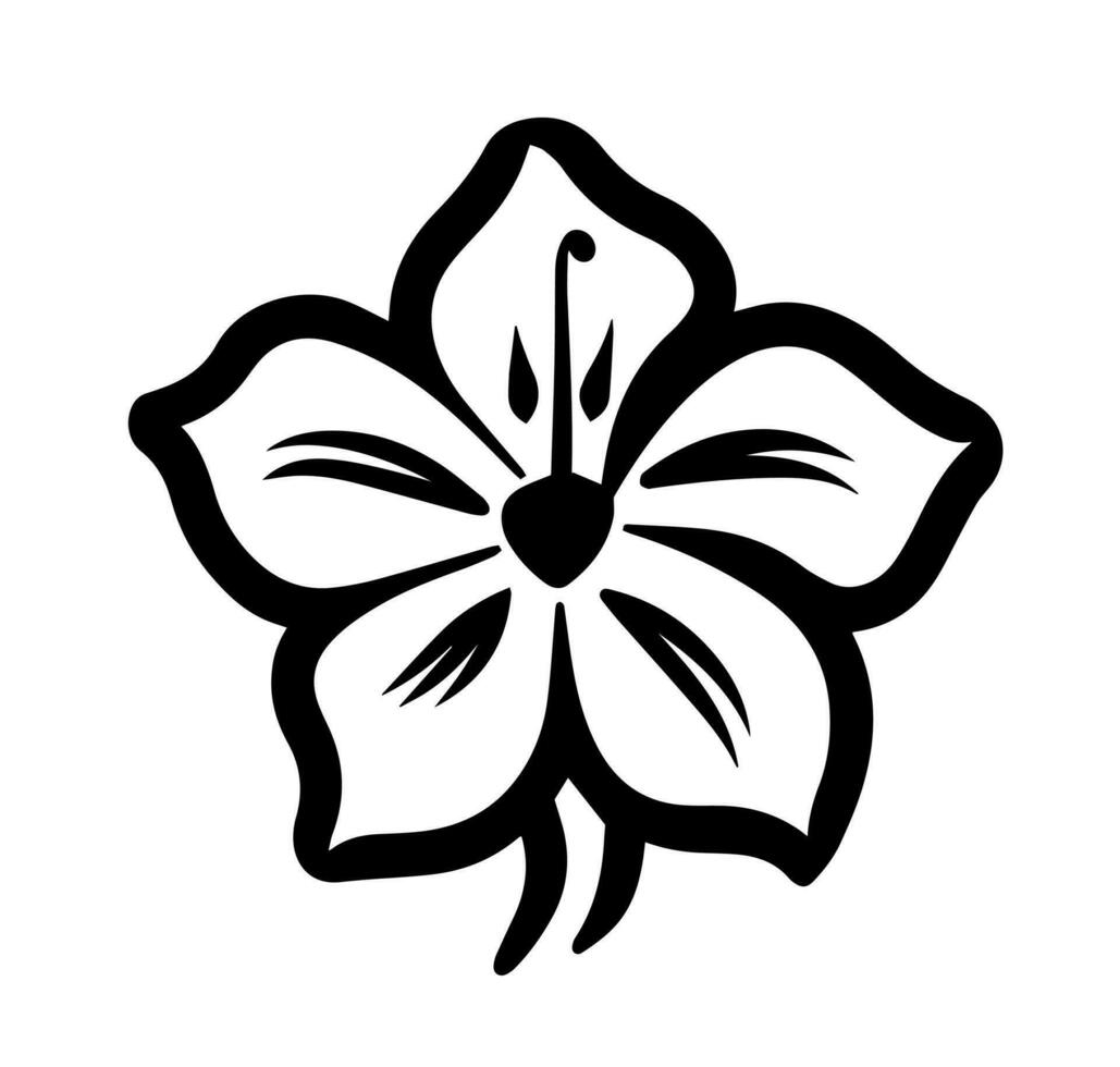 vector icono de negro y blanco flor
