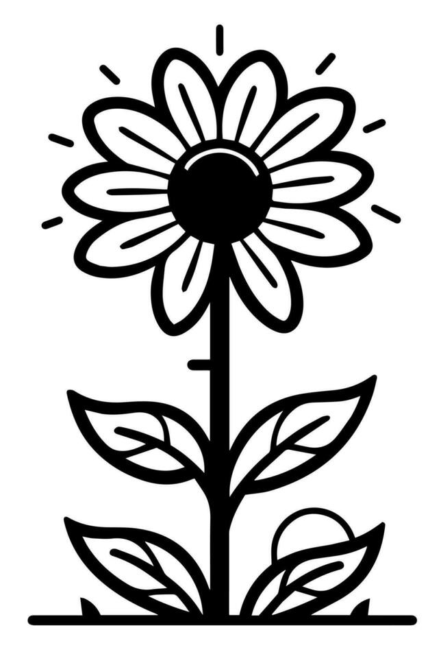 Vector icon of black and white flower