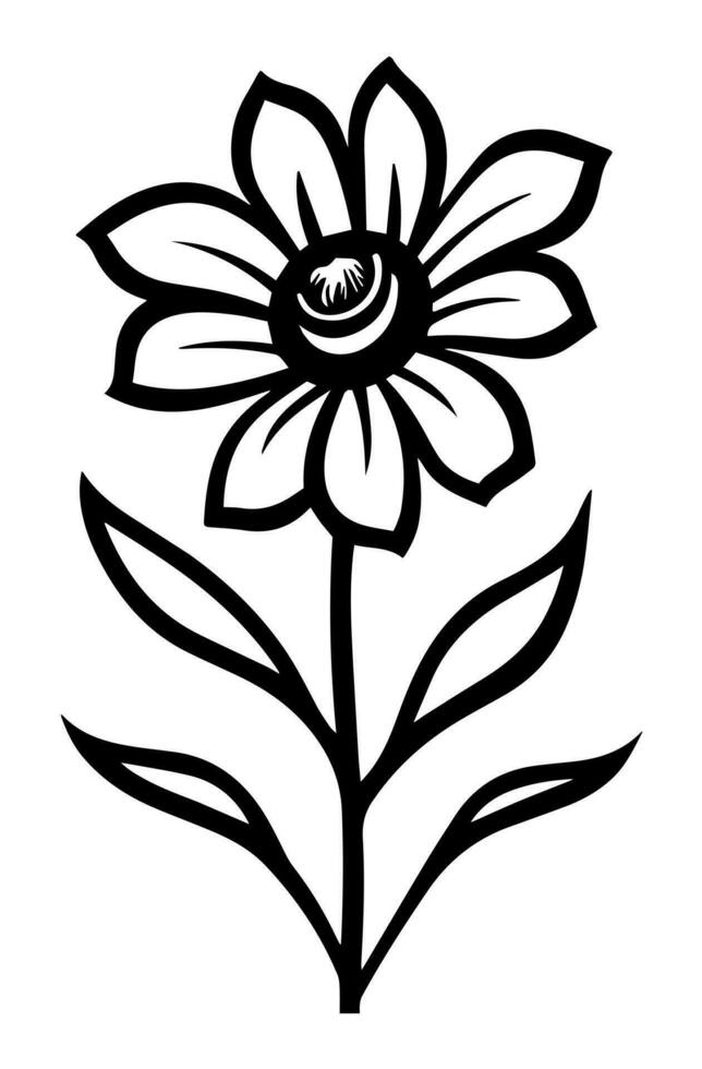 Vector icon of black and white flower