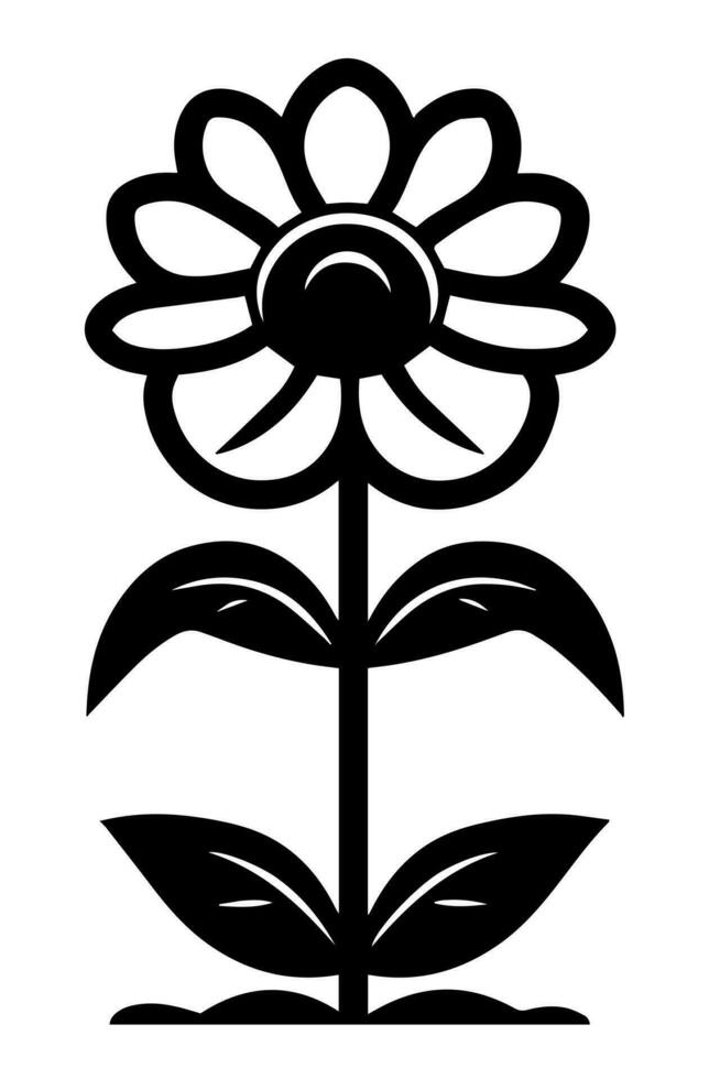 vector icono de negro y blanco flor