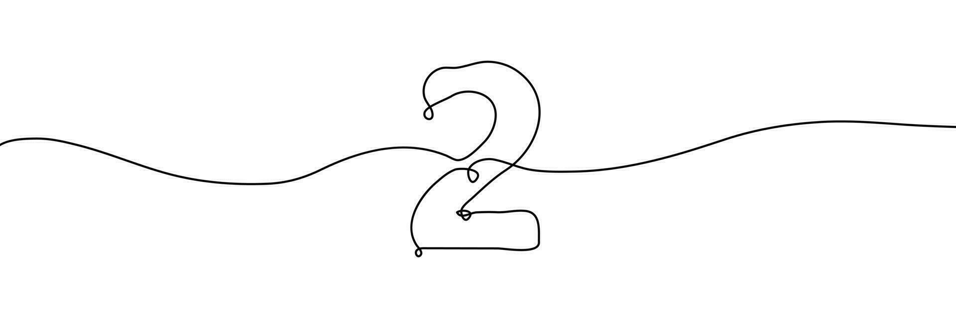 Number in continuous line drawing style. Line art of number . Vector illustration. Abstract drawing number
