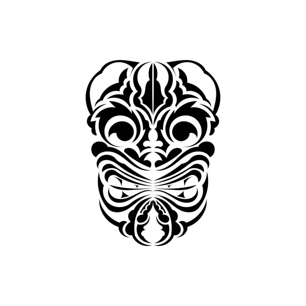 modelo mascarilla. negro tatuaje en el estilo de el antiguo tribus negro ornamento. vector ilustración aislado en blanco antecedentes.