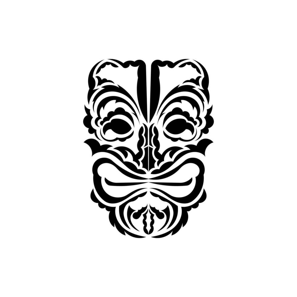 modelo mascarilla. negro tatuaje en el estilo de el antiguo tribus hawaiano estilo. vector terminado blanco antecedentes.