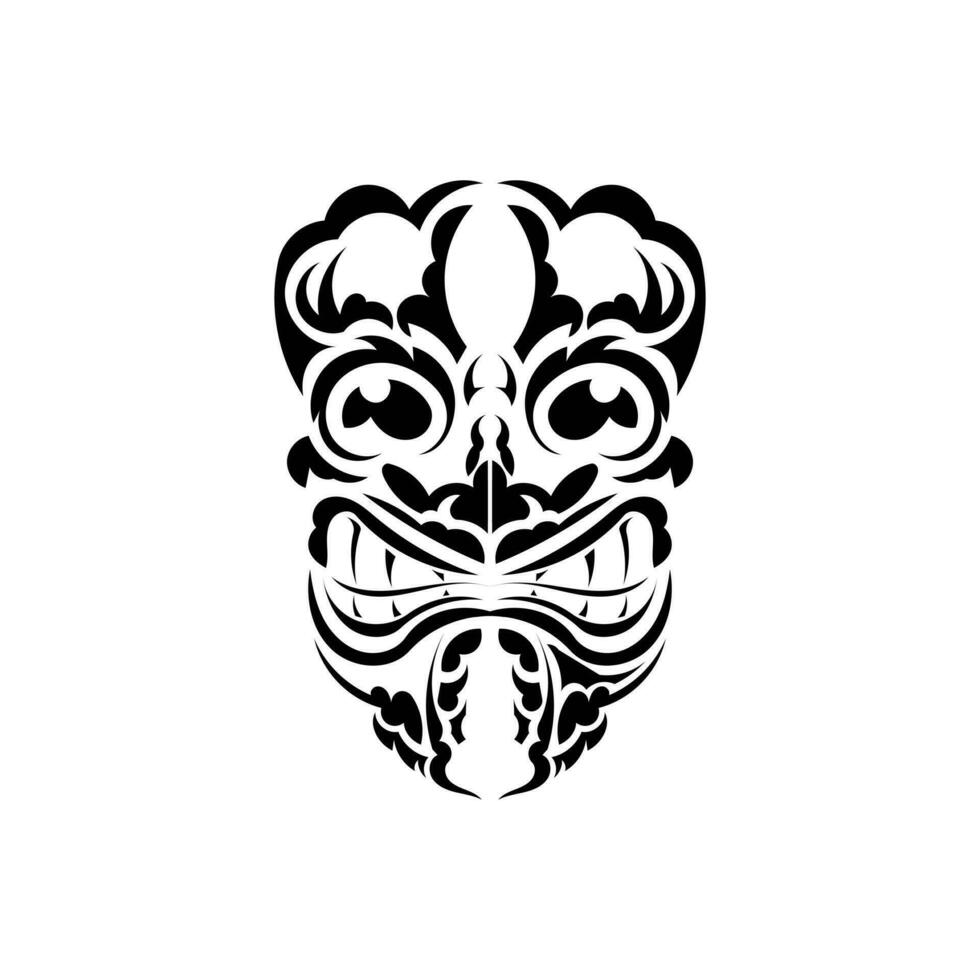 modelo mascarilla. negro tatuaje en el estilo de el antiguo tribus negro ornamento. vector ilustración aislado en blanco antecedentes.