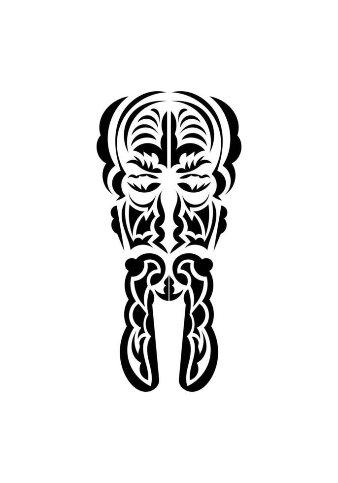 Face in the style of ancient tribes. Black tattoo patterns. Isolated. Vetcor. vector
