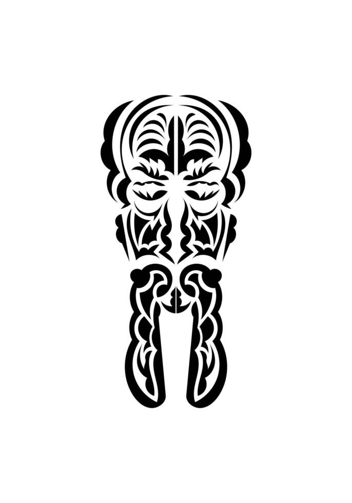 Face in the style of ancient tribes. Black tattoo patterns. Isolated. Vetcor. vector