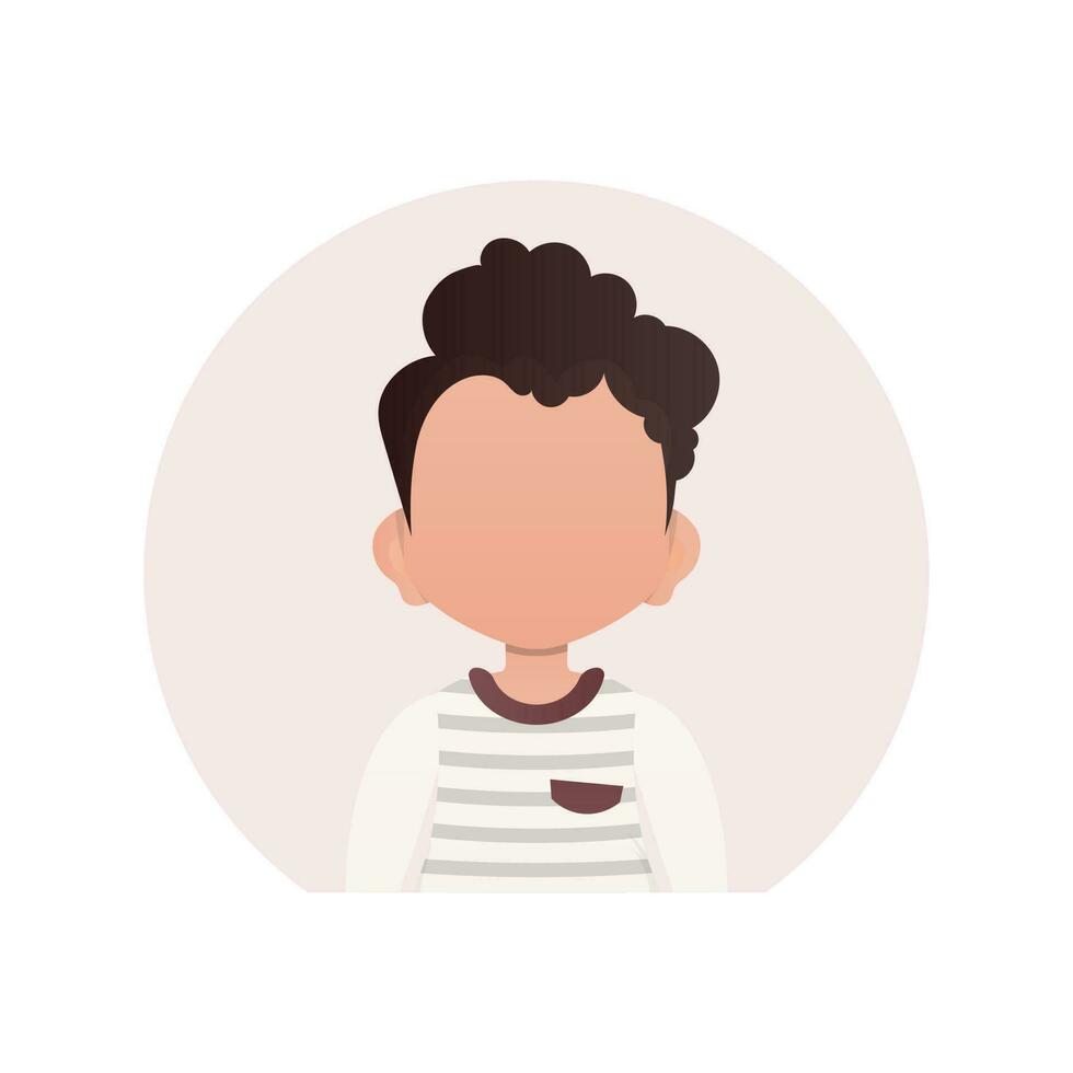 Avatar of a cute preschool boy. isolated. Vector illustration in cartoon style.