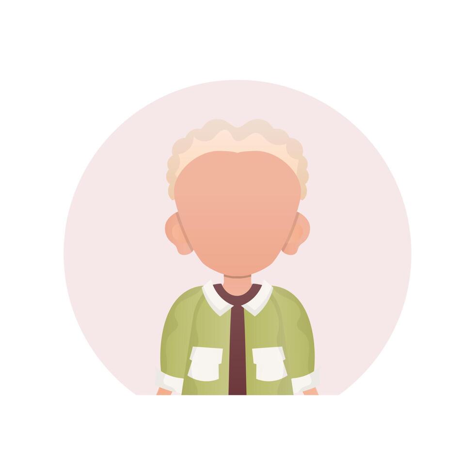 avatar de un linda preescolar chico. aislado en blanco antecedentes. vector ilustración en dibujos animados estilo.