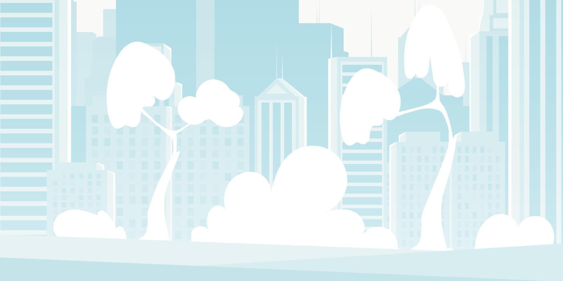 City in blue. Poster or banner with place for your design. illustration in cartoon style. vector