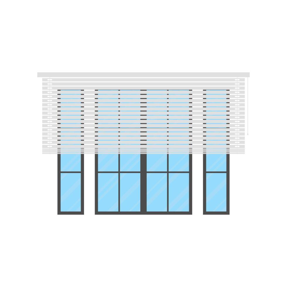 Large window with blinds. Isolated Cartoon style. vector