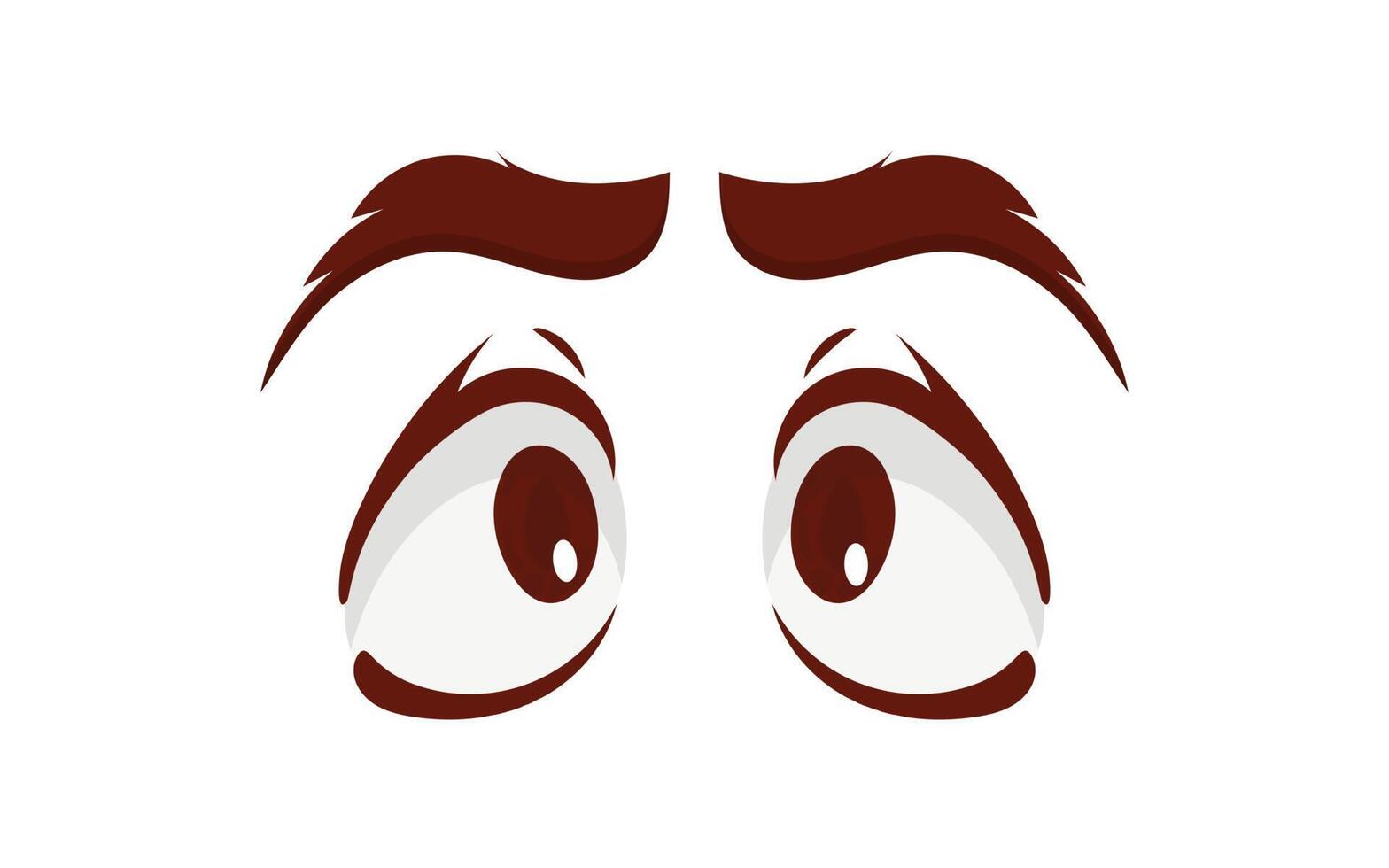 Close up scared face of beautiful woman with beautiful eyes and big pretty eyelashes and eyebrows. Vector illustration