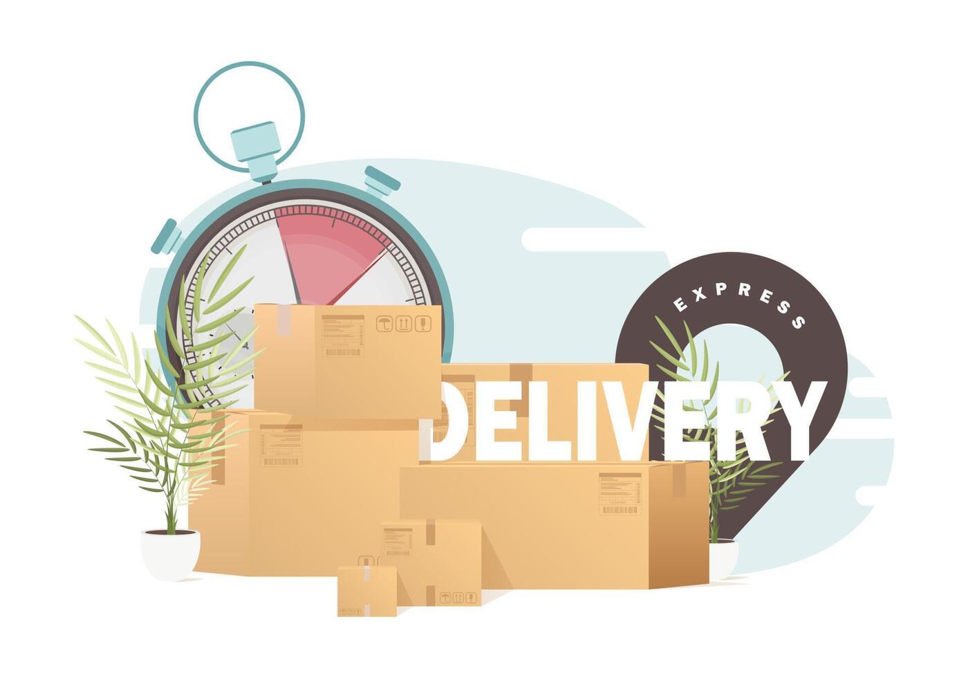 There are a lot of boxes and other items. Moving and delivery as a concept. Illustration in vector