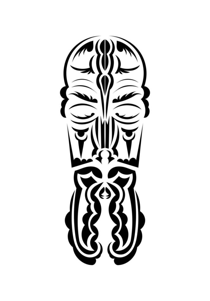 Maori style face. Black tattoo patterns. Isolated. Vector illustration.