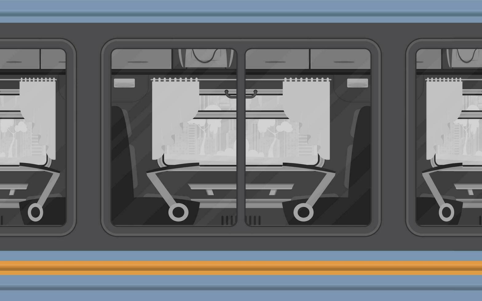 tren compartimiento ventanas electricidad afuera. dibujos animados estilo. plano estilo. vector