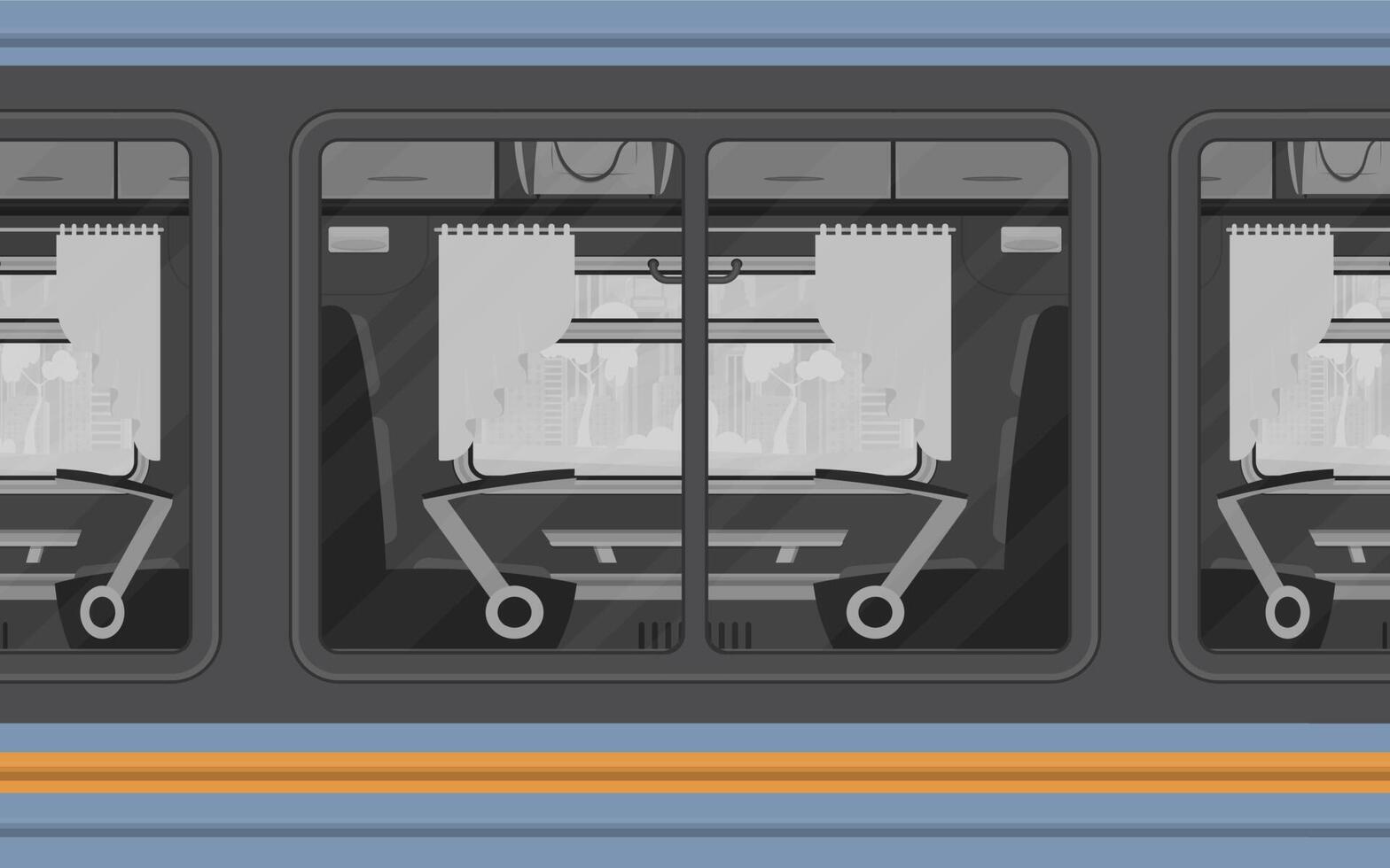 Train compartment windows. Electricity outside. Cartoon style. Flat style. vector